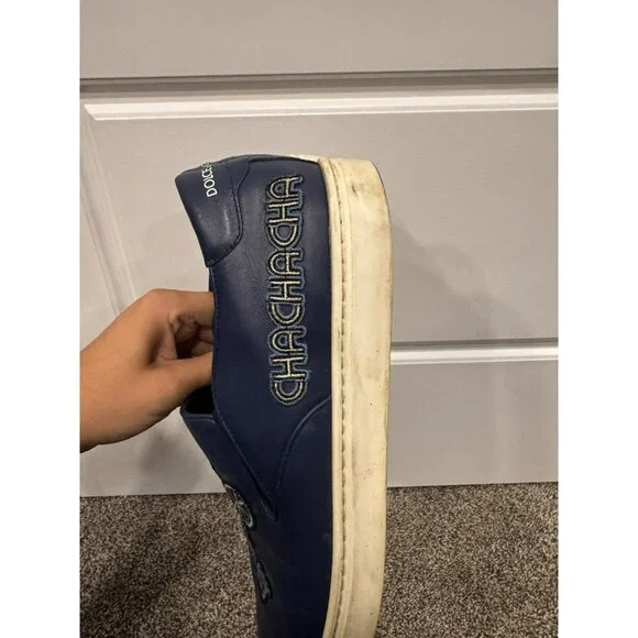 Dolce & Gabbana Men’s London Jazz Patches Slip On Blue Leather Shoes Size 10 - Picture 6 of 10